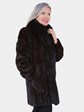 Woman's Deep Mahogany Female Mink Fur Stroller with Fox Tuxedo