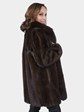 Woman's Mahogany Mink Fur Stroller with Fox Tuxedo