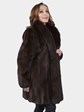 Woman's Mahogany Mink Fur Stroller with Fox Tuxedo