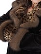 Woman's Black Sheared Mink Fur Coat with Animal Print Collar and  Cuffs and Sable Trim