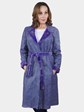 Woman's Purple Sculptured Sheared Mink Fur 7/8 Coat with Belt