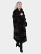 Woman's Plus Size Black Mink Fur Coat with Detachable Hood