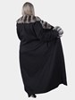 Woman's Black 100% Cashmere Coat with Chinchilla Fur Trim