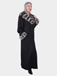 Woman's Black 100% Cashmere Coat with Chinchilla Fur Trim