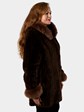 Woman's Lishman Cognac Sheared and Knit Beaver Fur Stroller with Hood