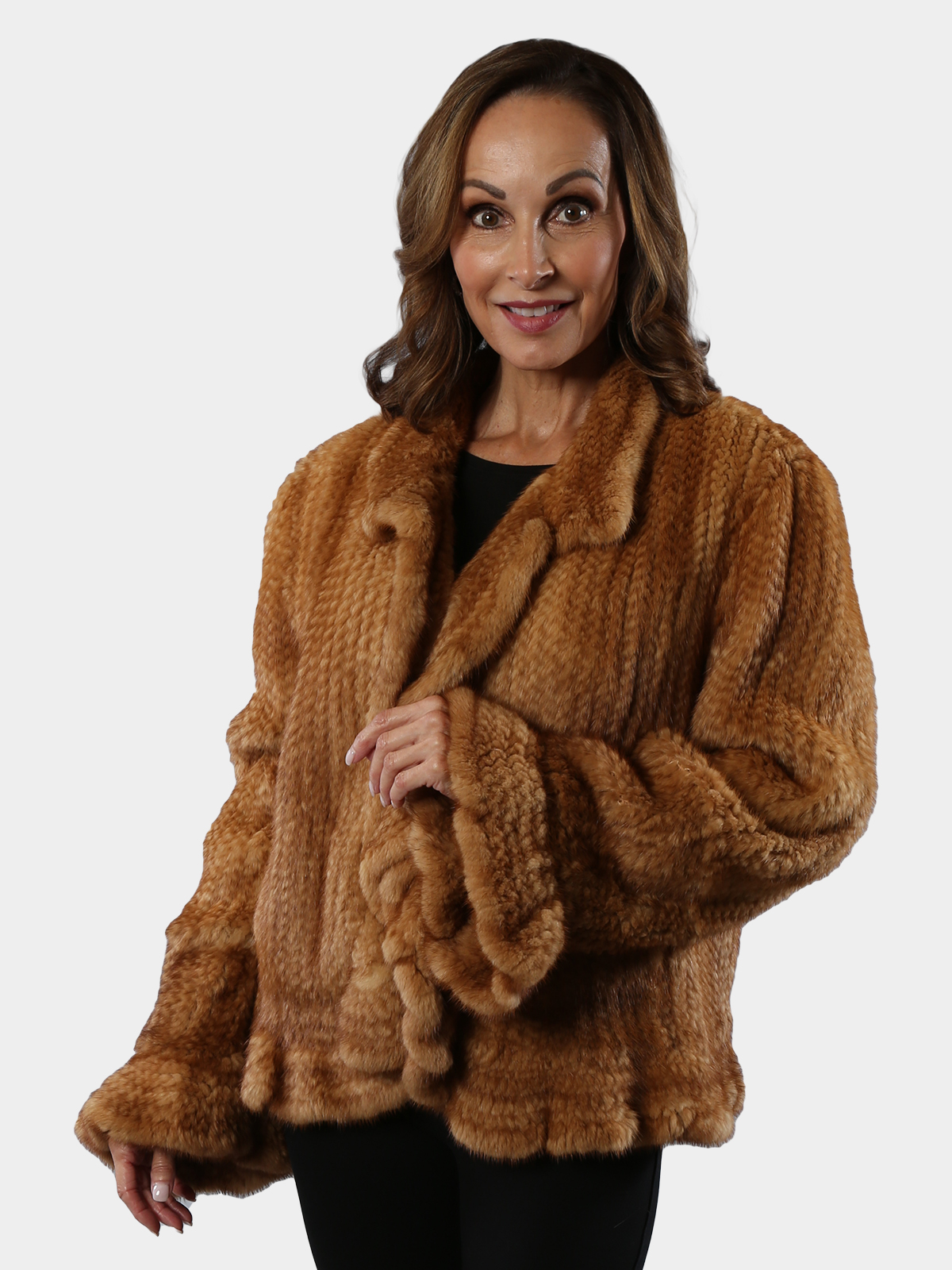 Woman's Whiskey Knit Mink Fur Bolero Jacket