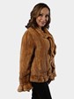 Woman's Whiskey Knit Mink Fur Bolero Jacket