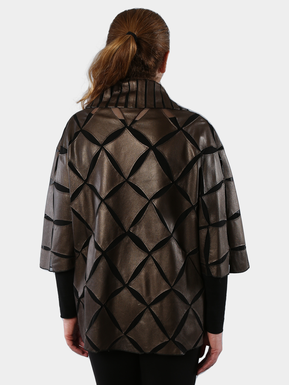 Bronze Leather and Black Mesh Jacket (Women's XL) - Estate Furs