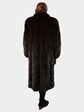 Woman's Dark Mahogany Mink Fur Coat with Fox Sleeves and Tuxedo Front