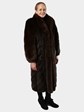 Woman's Dark Mahogany Mink Fur Coat with Fox Sleeves and Tuxedo Front