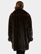 Woman's Mahogany Mink Fur Stroller with Cross Cut Details
