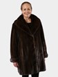 Woman's Mahogany Mink Fur Stroller with Cross Cut Details