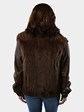 Woman's Brown Fox Fur Jacket with Zip Out Leather Sleeves