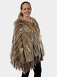 Woman's Beige, Cream and Grey Rex Rabbit and Fox Knit Fur Poncho