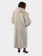 Woman's White Mink Fur Coat with Fox Tuxedo Front
