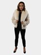 Women's Paula Lishman Rosebeige Knit Sheared Beaver Jacket with Fox Collar