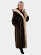 Woman's Natural Long Hair Beaver Fur Coat with Fox Trim and Hood