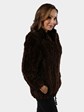 Woman's Paula Lishman Ombre Cognac Sheared and Knit Beaver Fur Jacket