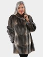 Woman's Greige Sheared Muskrat Fur Jacket