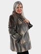 Woman's Greige Sheared Muskrat Fur Jacket