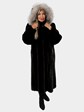 Woman's Ranch Female Mink Fur Coat with Detachable Hood