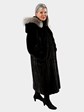 Woman's Ranch Female Mink Fur Coat with Detachable Hood