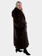 Woman's Mahogany Female Mink Fur Coat with Detachable Hood