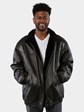 Man's Dark Brown Sheared and Sculptured Mink Fur Jacket Reverse to Leather