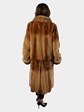 Woman's Whiskey Semi Sheared Mink Fur 7/8 Coat with Sable Trim