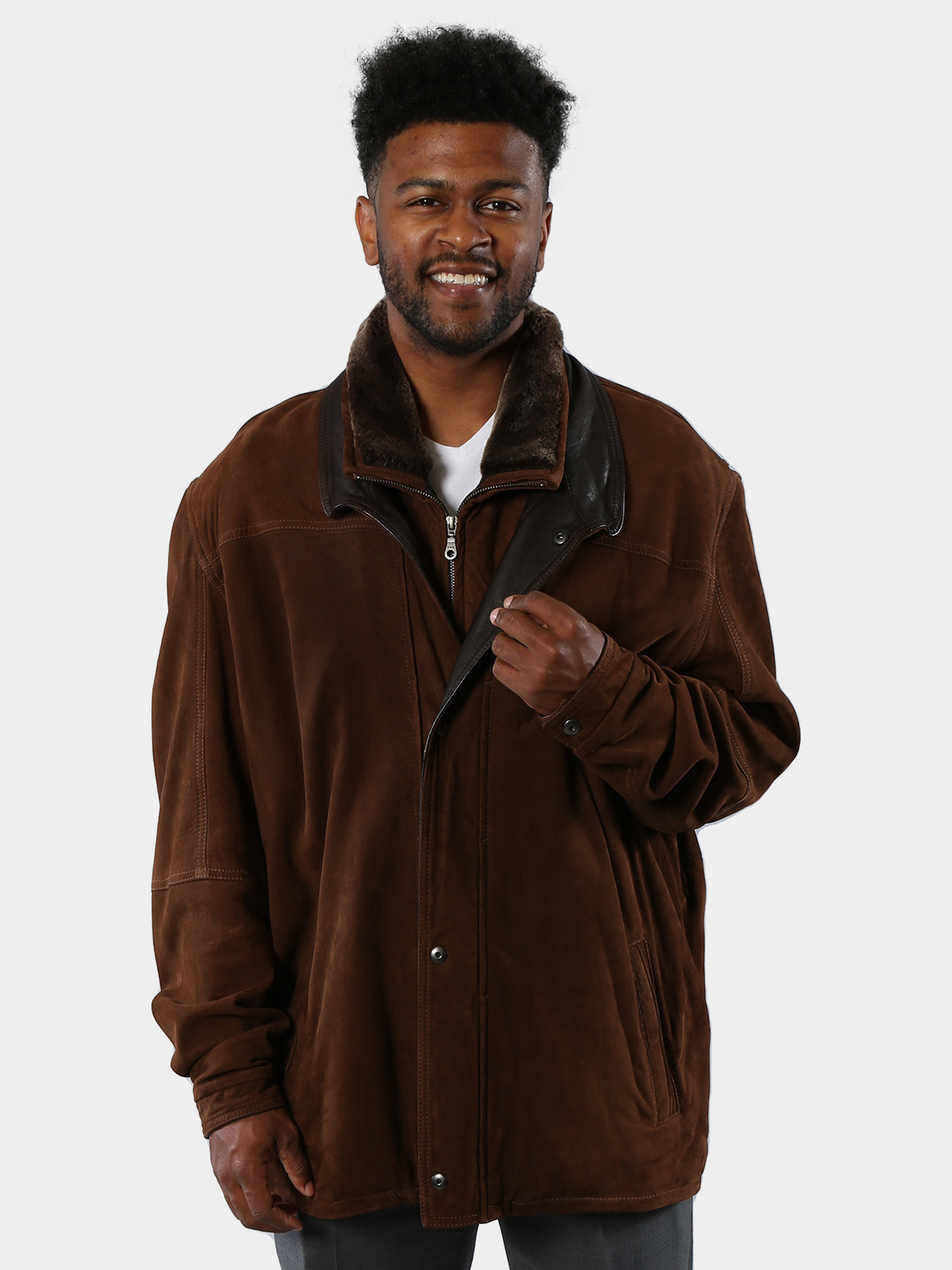 Brown Leather Jacket (Men's XL) - Estate Furs