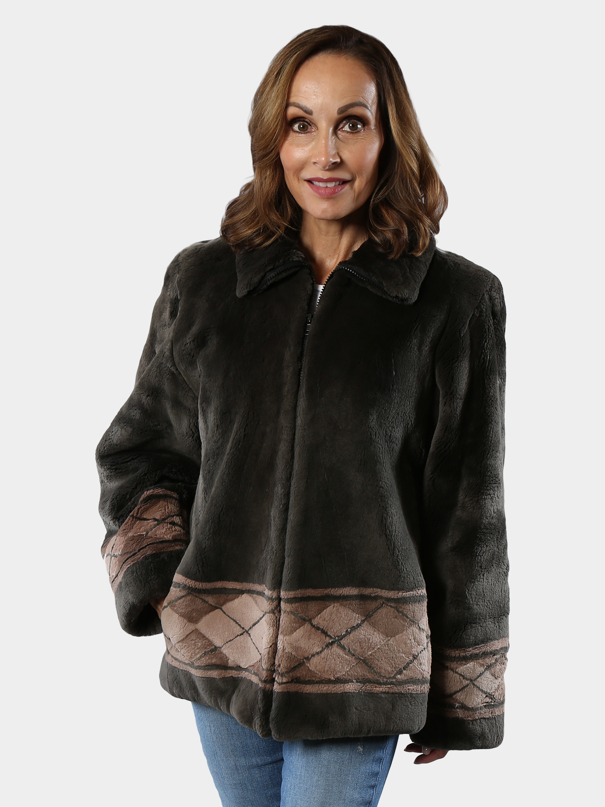 Woman's Grey Sheared Beaver Fur Jacket