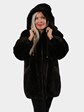 Woman's Dark Brown Sheared Beaver Fur Parka with Two Tone Accents