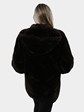 Woman's Dark Brown Sheared Beaver Fur Parka with Two Tone Accents