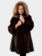 Woman's Oscar de la Renta Demi Buff Female Mink Fur Swing Coat