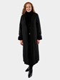 Woman's Ultra Light Black Sheared Mink Fur Coat Reversing to Rain Taffeta