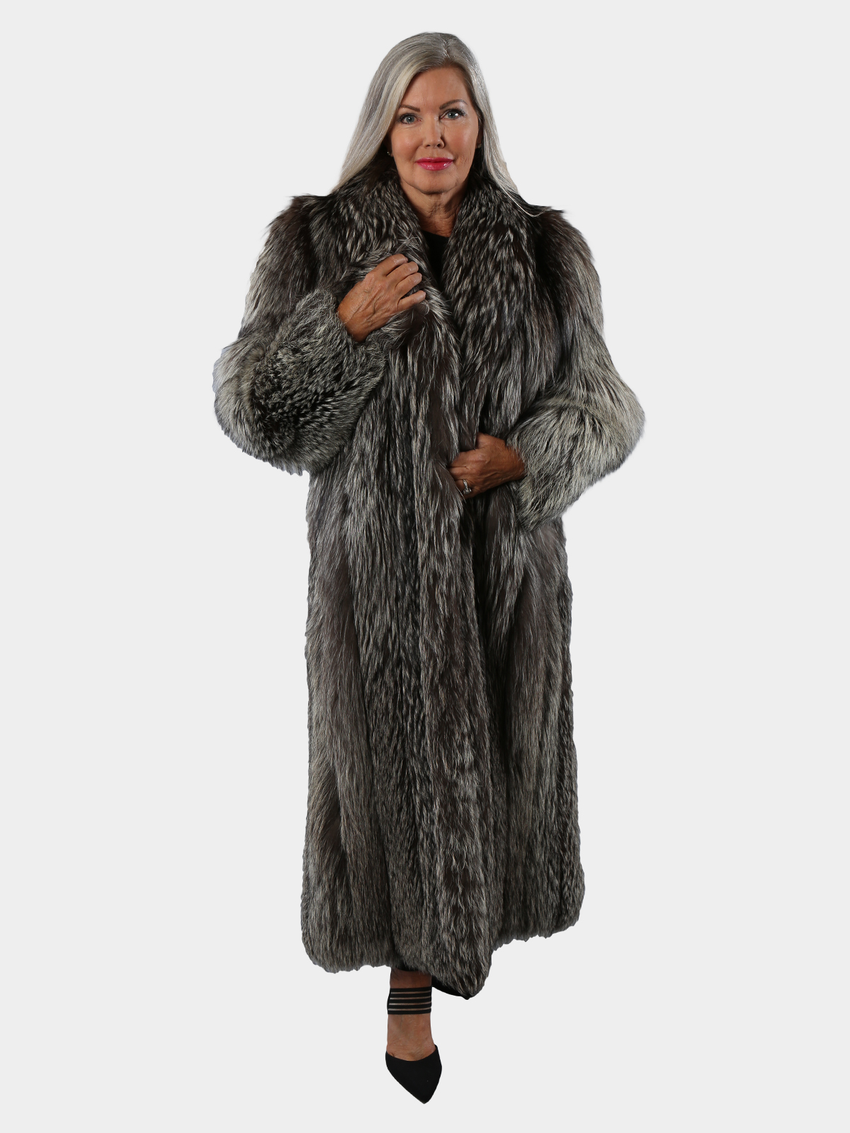 Woman's Silver Fox Fur Coat