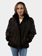 Woman's Brown Sheared Mink Fur Jacket Reversing to Rain Taffeta