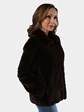 Woman's Brown Sheared Mink Fur Jacket Reversing to Rain Taffeta