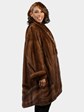 Woman's Demi Buff Female Mink Fur 7/8 Coat with Directional Design