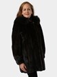 Woman's Deep Mahogany Female Mink Fur Stroller with Detachable Hood