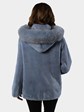 Woman's Light Blue Sheared Mink Fur Parka