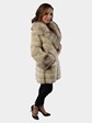 Woman's Tourmaline Female Mink Fur Jacket with Fox Trim