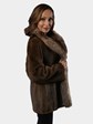 Woman's Lunaraine Mink Fur Cord Cut Jacket with Crystal Fox Tuxedo