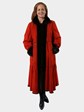 Woman's Deep Mahogany Female Mink Fur Coat Lining is Burnt  Orange Hide