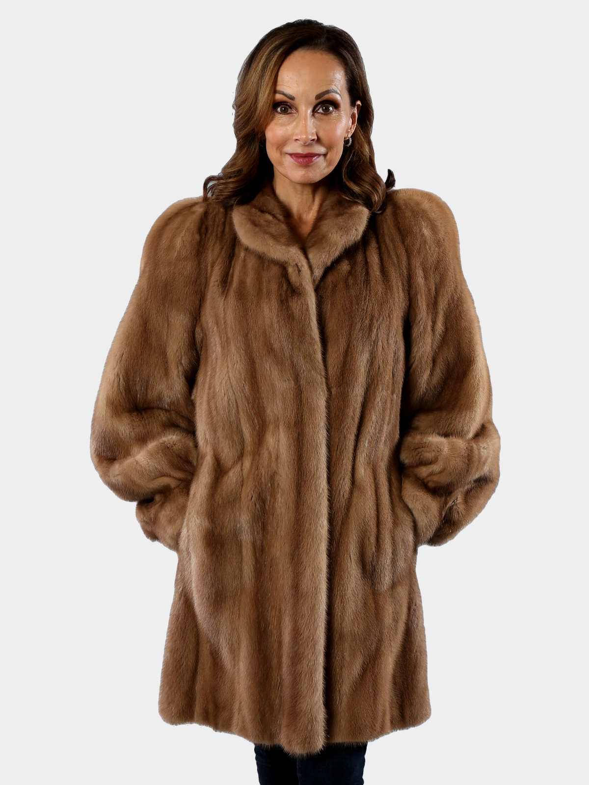 Woman's Pastel Female Mink Fur Stroller with Bold Shoulders