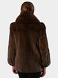 Woman's Mahogany Cord Cut Mink Fur Jacket with Fox Tuxedo