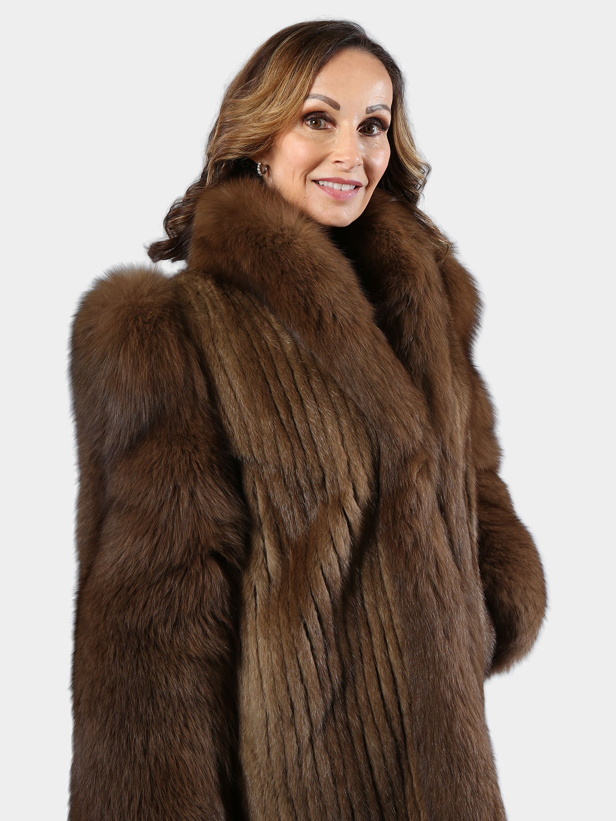 Woman's Lunaraine Cord Cut Mink Fur Jacket with Fox Sleeves and Tuxedo Front