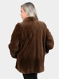 Woman's Brown Sheared Mink Fur Jacket Reversing to Rain Taffeta