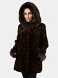 Woman's Brown Sculptured Sheared Mink Fur Parka