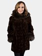 Woman's Brown Sculptured Sheared Mink Fur Parka